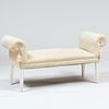Modern White Painted and Suede Upholstered Window Bench