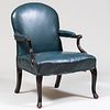 George II Style Mahogany Leather-Upholstered Library Chair
