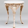 Victorian Painted Wrought-Iron Table with a Marble Top