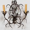 Set of Four Painted-Metal and Glass Flower-Form Two-Light Wall Sconces