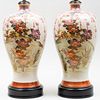 Pair of Japanese Satsuma Type Vases Mounted as Lamps