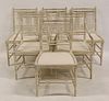 6 Midcentury Bleached Bamboo Form Chairs.