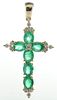18k Emerald Diamond Cross Pendant
