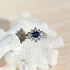 14k Sapphire & Diamond Cluster Engagement Ring