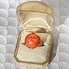 14k Vintage Carved Rose Coral Ring