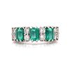 Platinum Emerald Diamond Half Eternity Ring