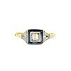 18k Platinum Art Deco Diamond Sapphire Ring