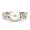 18K White Gold Pearl & Diamond Ring