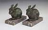 Marti Font (French), Pair of Patinated Spelter Rab