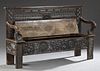 French Renaissance Style Carved Oak Bench, 19th c.