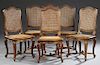 Set of Six Carved Mahogany Louis XV Style Dining C