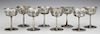 Set of Eight Mexican Sterling Footed Wine Glasses,