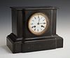 French Black Marble Mantle Clock, c. 1880, by Japy