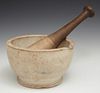 Large Stoneware Mortar and Pestle, 19th c., the pe