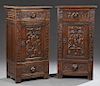 Pair of Spanish Renaissance Style Carved Oak Cabin