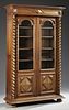 French Louis XIII Style Carved Walnut Bookcase, ea