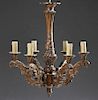 French Louis XV Style Carved Beech Six Light Chand