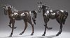 Pair of Large Patinated Bronze Figures of Horses,