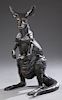 Large Patinated Bronze Kangaroo Figure, 20th c., w