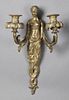 French Bronze Figural Two Light Wall Sconce, 19th