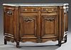 Louis XV Style Carved Walnut Bombe Marble Top Side