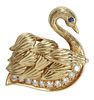 18 Kt. Gold and Diamond Swan Brooch