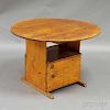 Pine Round-top Shoe-foot Hutch Table