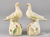 Two Pennsylvania chalkware pigeons, late 19th c., 10 3/4'' h. and 11'' h.