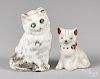 Two Pennsylvania chalkware cats, early 20th c., 5'' h. and 3 1/2'' h.