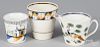 Two English pearlware beakers, together with a creamer, tallest - 3 3/8''.