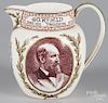 Wedgwood pitcher with transfer bust of President Garfield, 7 1/2'' h.