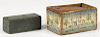 Continental painted pine slide lid box, dated 1847, 2 1/4'' h., 5 3/4'' w.