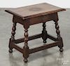 Virginia Craftsmen walnut joint stool, 18'' h., 20'' w.