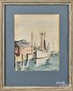 Watercolor harbor scene, signed Byrd Taylor, 13 1/2'' x 11''.