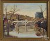 Edith B. Wetherill (American, mid 20th c.), oil on canvas, titled Conshohocken Bridge, signed