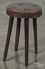 Primitive painted Windsor stool, 19th c., 18 1/2'' h.