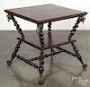 Victorian mahogany center table with barley twist splay legs and brass lion mask capitols, 29'' h.