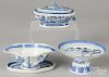 Four pieces of Chinese export Canton porcelain, 19th c., tazza - 3 3/8'' h., 7'' w.