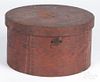 Pine and Oak bentwood pantry box, 19th c., retaining its original red surface, 6 3/8'' h., 11 1/2'' w.