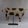 Folk Art Painted Wooden Pig on Stand