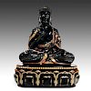 Antique Monumental Chinese Black Lacquer Buddha