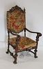 Antique Carved High Back Throne Chair.