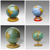 4 Vintage Tin Terrestrial Globes.