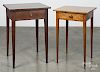 Two cherry and maple one-drawer stands, 19th c., 29'' h., 20 1/2'' w. and 27 1/2'' h., 17 1/2'' w.