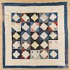 Double-sided pieced quilt, late 19th c., 79'' x 80''.