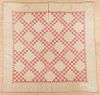 Pieced double Irish chain quilt, late 19th c., 74'' x 73''.