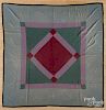 Amish diamond in square quilt, early 20th c., 76'' x 77''.