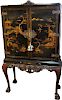 ELEGANT CHINOISERIE LACQUER WRITING CABINET DESK