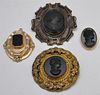 4 PC VICTORIAN MOURNING CAMEO BROOCHES / PENDANT