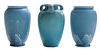 Pair Blue Matte Rookwood Vases